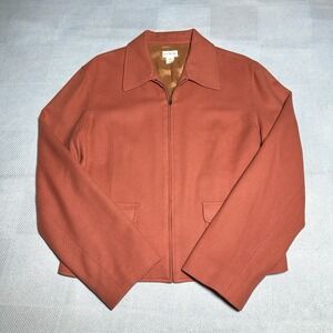 J Crew Wool Jacket Womens Size 10 Full Zip Burnt Orange Lightweight Pockets
